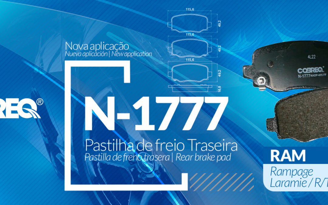Nova aplicação – Pastilhas de freio traseiras para linha RAM Rampage – N-1777